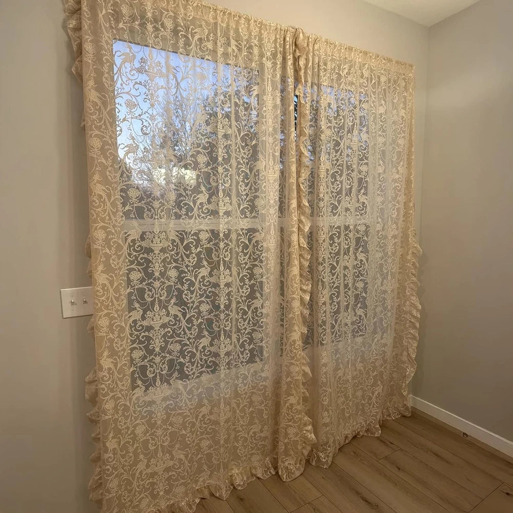 TUDECO Vintage Ruffle Lace Curtains
