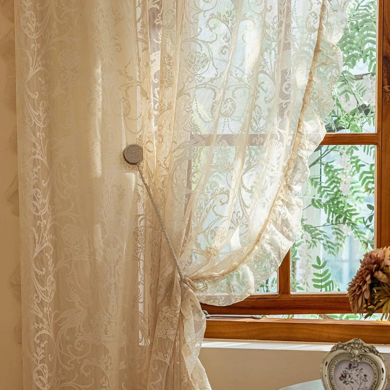TUDECO Vintage Ruffle Lace Curtains