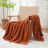 Burnt Orange Jacquard Throw Blanket