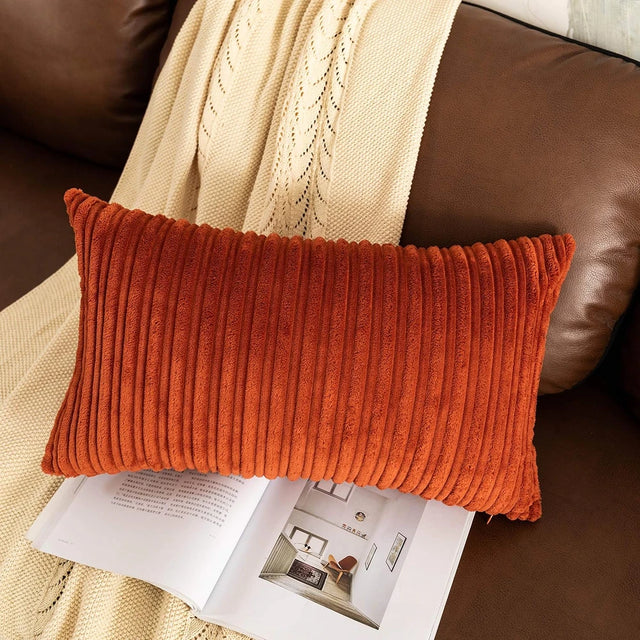Striped Velvet Lumbar Pillow Cover
