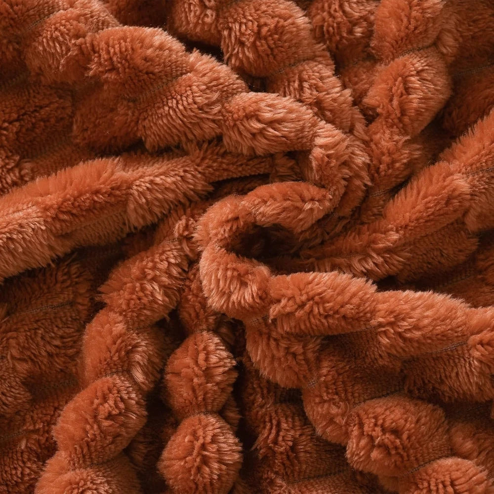 Burnt Orange Jacquard Throw Blanket