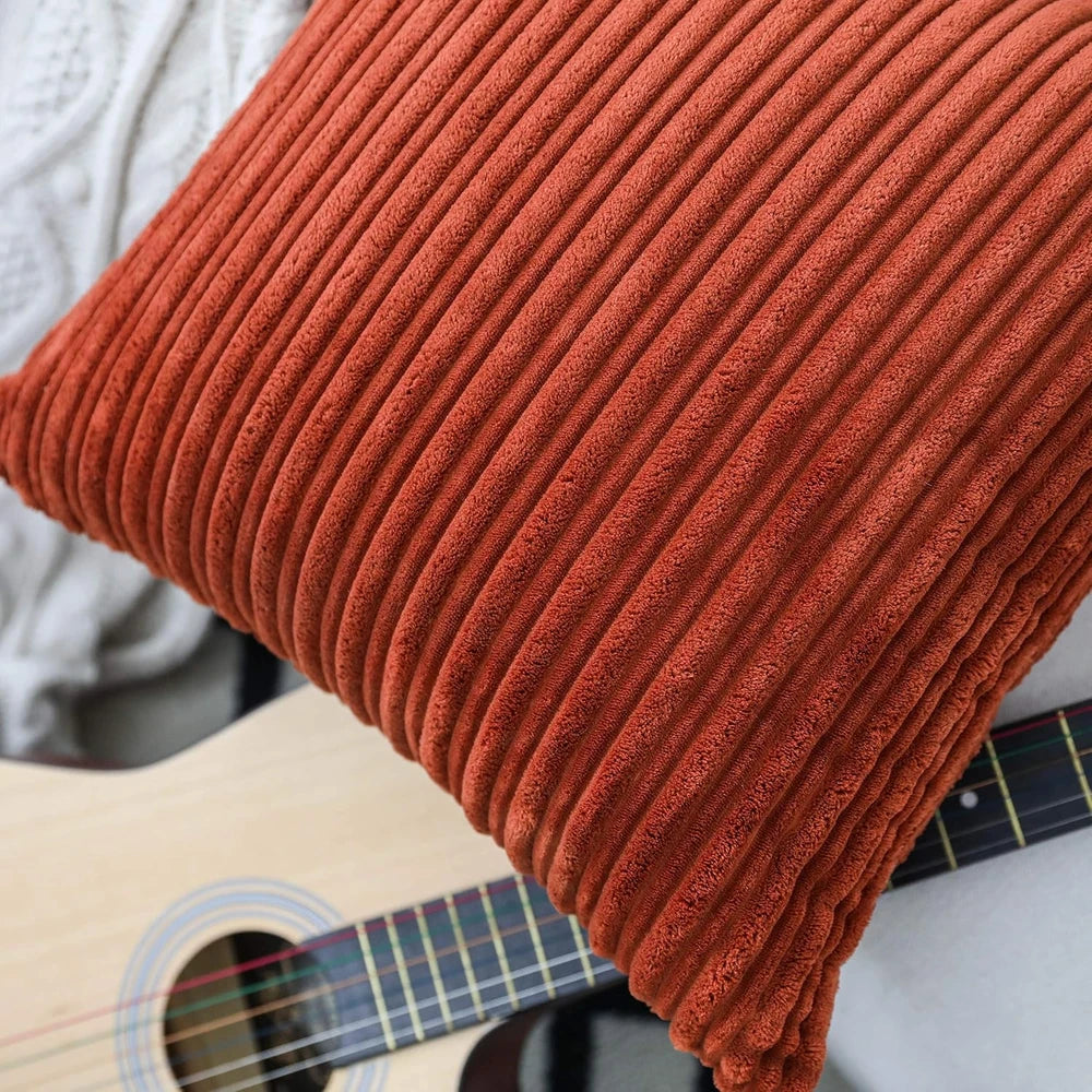 Striped Velvet Lumbar Pillow Cover