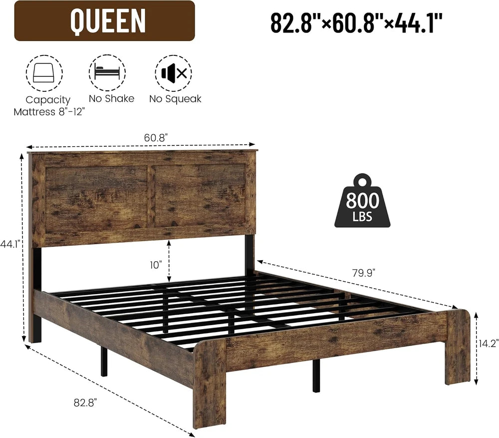 Rustic Wood Queen Bed Frame