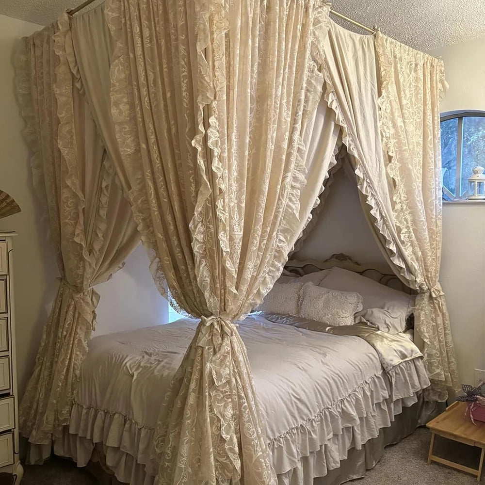 TUDECO Vintage Ruffle Lace Curtains