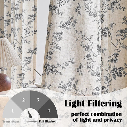Lazzzy Vintage Floral Linen Curtains