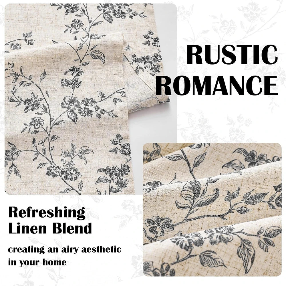 Lazzzy Vintage Floral Linen Curtains