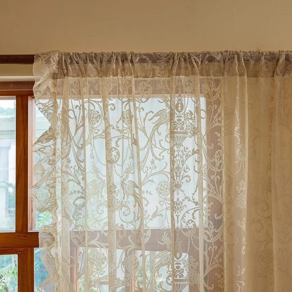 TUDECO Vintage Ruffle Lace Curtains