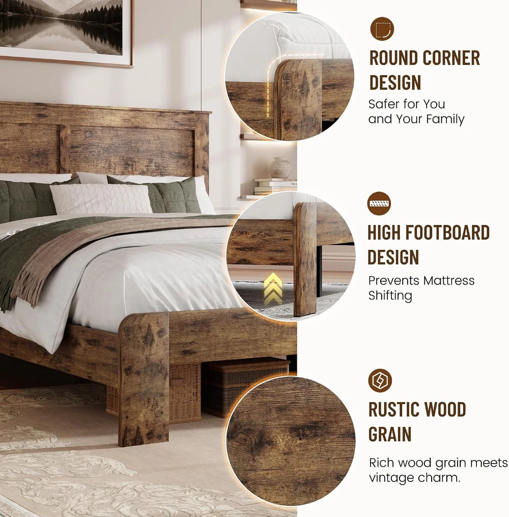 Rustic Wood Queen Bed Frame
