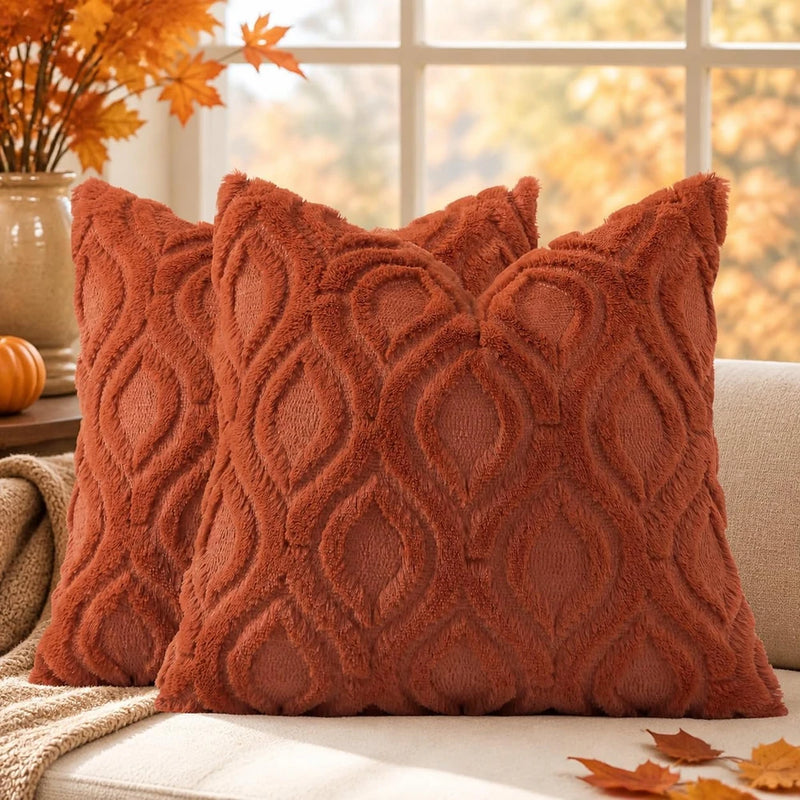 decorUhome Faux Fur Throw Pillow Covers