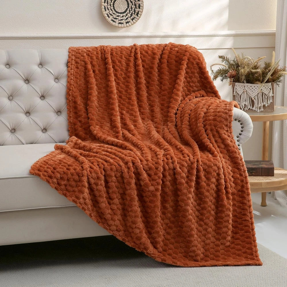 Burnt Orange Jacquard Throw Blanket
